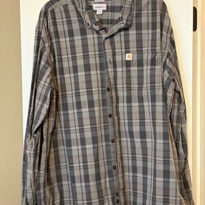 Carhartt Men's Gray Plaid Shirt Long Sleeved